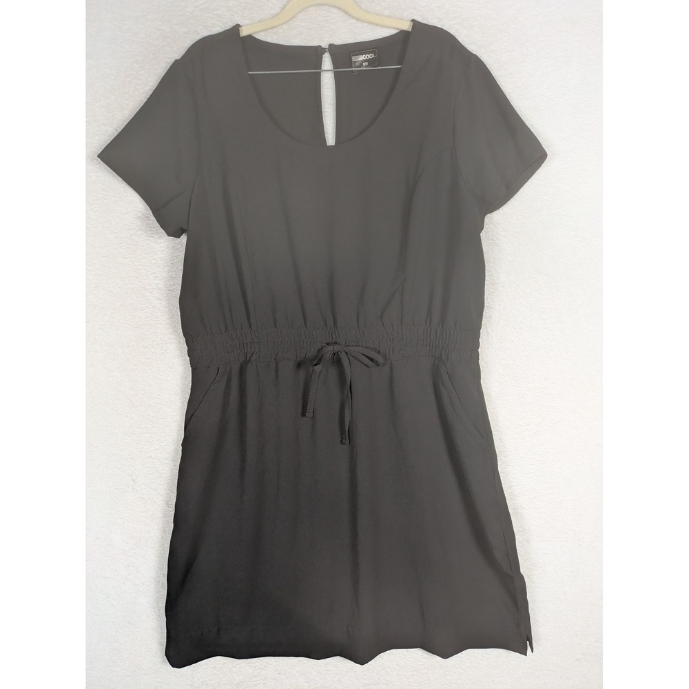 32 Degrees Cool Dress Women's L Black Short Sleeve Elastic Waist Pockets Solid